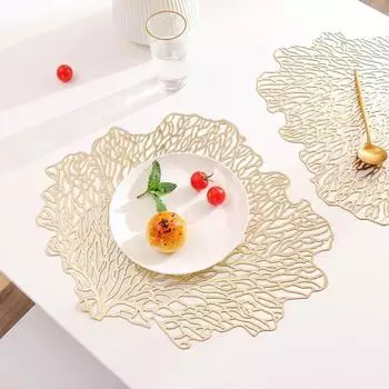 Настольный коврик, термостойкий кухонный коврик для столовых приборов, стильный коврик для обеденного стола коралловой формы для украшения дома золотистый