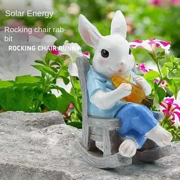 Настольный кролик, кресло-качалка для чтения, украшение, сад, балкон, садовый ландшафт, горшечные украшения, солнечные светильники, ангел