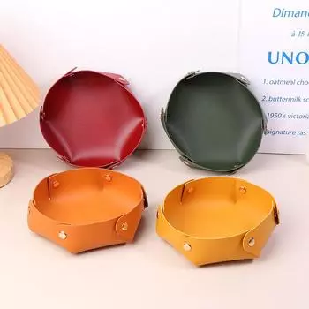 Настольный лоток для хранения ПВХ шкатулка для ключей, косметики, украшений, домашний лоток для мусора, съемный органайзер для мелких предметов темно-зеленого