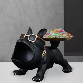 Настольный лоток для хранения собаки, статуэтка, модная настольная декоративная чаша, ювелирная скульптура для чёрный