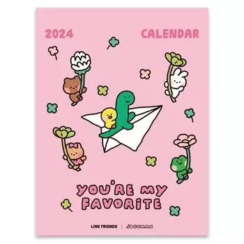 Настольный мини-календарь Line Friends 2024, розовый, 1 штука