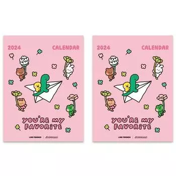 Настольный мини-календарь Line Friends 2024, розовый, 2 шт.