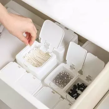 Настольный мини с крышкой и выдвижным окошком для хранения ватных палочек, косметический хлопковый пылезащитный пластиковый ящик для студенческих мелочей