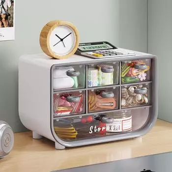 Настольный многофункциональный ящик для хранения большой емкости, органайзер для косметических канцелярских принадлежностей, прозрачный органайзер для ювелирных изделий с резинками розовый