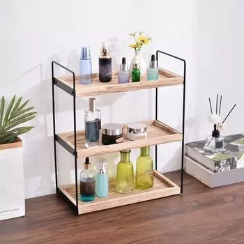 Настольный многоуровневый стеллаж для хранения вещей, органайзер для ванной комнаты, деревянная конструкция, высокая устойчивость, органайзер для косметики, полка для хранения