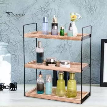 Настольный многоуровневый стеллаж для хранения вещей, органайзер для ванной комнаты, деревянная конструкция, высокая устойчивость, органайзер для косметики, полка для хранения