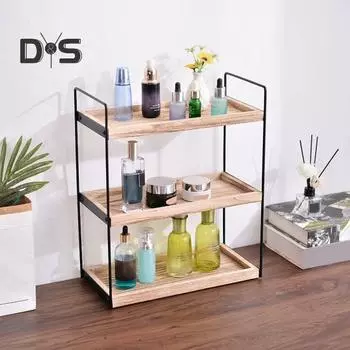 Настольный многоуровневый стеллаж для хранения вещей, органайзер для ванной комнаты, деревянная конструкция, высокая устойчивость, органайзер для косметики, полка для хранения