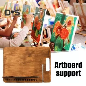 Настольный мольберт, деревянная доска для рисования со встроенной ручкой для рисования, эскизов, чтения, переносной художественный мольберт, подставка для хранения холста, книги, ноутбука эбеновый