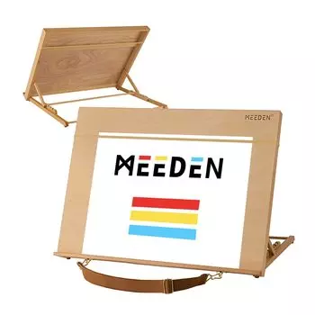 Настольный мольберт MEEDEN из бука, деревянный, для рисования, с плечевым ремнем, подставка для чертежной доски, регулируемый угол наклона, складной, переносной, для рисования, формата А2, настольный мольберт
