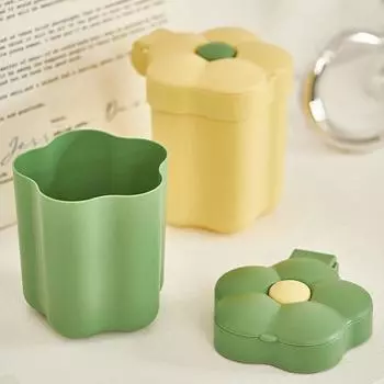 Настольный мусорный бак, милый контейнер для мусора в форме цветка, мини-мультяшный мусорный бак, небольшой мусорный бак для домашнего офиса, инструменты для чистки жёлтый