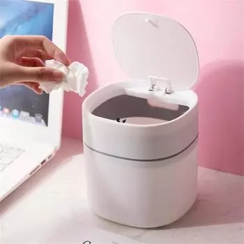 Настольный мусорный бак Mini Press Type Pop-up Lid, санитарный контейнер для мусора, разные предметы, удобные для домашнего офиса, мусор