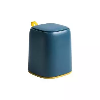 Настольный мусорный бак пресс-типа мини мусорный бак с крышкой для офисного туалетного столика темно-синий темно-синий