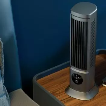 Настольный небольшой вентилятор Портативный кондиционер Мощный воздушный поток Низкий уровень шума 3 скорости ветра Легкий вентилятор с широким диапазоном подачи воздуха Charging серый