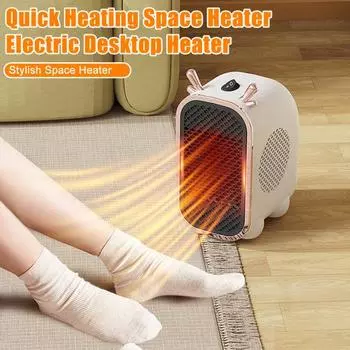 Настольный обогреватель для комнаты, 800 Вт, равномерный быстрый нагрев, низкий уровень шума, небольшой размер, портативный офис US Plug циан