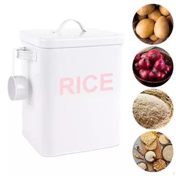 Настольный органайзер, банка, канистра для муки и ложка, герметичный контейнер для хранения продуктов, металлический рис White M