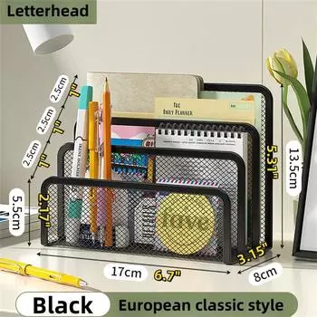 Настольный органайзер для почты, Маленькие держатели для файлов, Органайзер для писем, Металлическая сетка, Органайзер для документов/файлов/папок/бумаг для рабочего стола чёрный