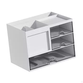 Настольный органайзер для ручек, коробка для хранения карандашей, косметическая, гладкие края, с ящиками для комода