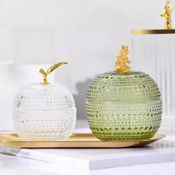 Настольный органайзер в форме яблока, многоцелевой, прозрачный, стеклянный, для сережек, колец, ожерелий, украшений, органайзер для ежедневного использования S