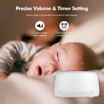 Настольный перезаряжаемый аппарат с белым шумом, звуковая машина для терапии сна, 30 успокаивающих звуков, 30 мин/60 мин белый