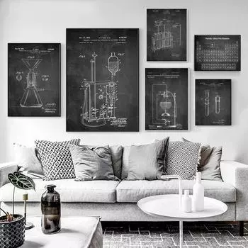 Настольный постер, научное образование, холст, химия, биология, периодическая живопись, патентный принт, украшение для комнаты для студентов-подростков, изображение A4 21x30cm No Frame