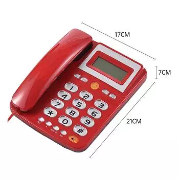 Настольный проводной стационарный телефон Проводной телефон с большой кнопкой для пожилых людей Телефон с ЖК-дисплеем чёрный
