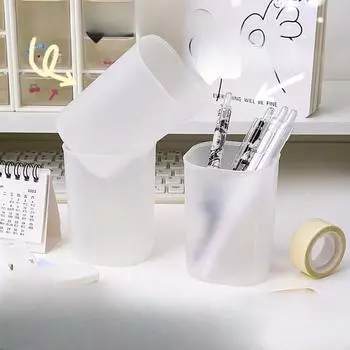 Настольный прозрачный матовый держатель для ручек Контейнер для хранения Пенал для хранения Мультикинетический держатель для ручек Ученический держатель для ручек 10pcs белый