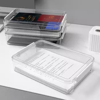 Настольный пыленепроницаемый ящик для хранения документов, органайзер для документов формата А4, сертификат ключа, влагозащищенная сумка для файлов small 34*23.5*4cm прозрачный