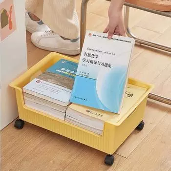 Настольный ящик для хранения Большое открывающееся дно Колесо прокрутки Вращающиеся колеса Большая вместимость Корзина для хранения книг и всякой всячины Хозяйственные принадлежности светло-зеленый