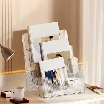 Настольный ящик для хранения файлов, 4-слойный ящик для хранения бумаги для скрапбукинга, полый прозрачный компактный чехол для хранения бумаги для скрапбукинга
