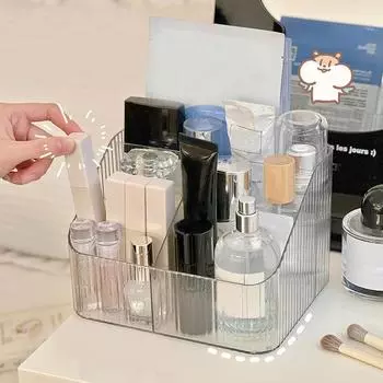 Настольный ящик для хранения из пяти сеток, прозрачный трапециевидный акриловый туалетный столик, ящик для сортировки помады и косметики для дома
