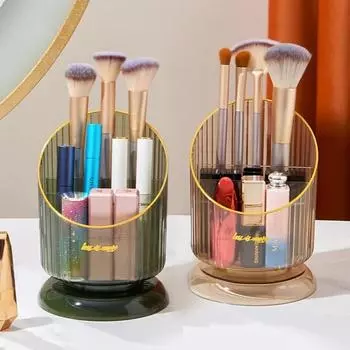 Настольный ящик для хранения косметики Органайзер для кистей для макияжа Портативный держатель для помады Органайзер для ручек по уходу за кожей Хранение на туалетном столике золотой