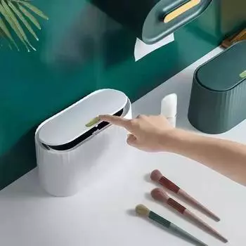 Настольный ящик для хранения косметики, пылезащитный органайзер для ватных дисков и тампонов, держатель для косметических яиц, органайзер для украшений в ванной зелёный