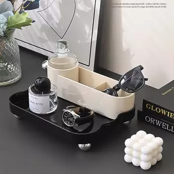 Настольный ящик для хранения косметики, ювелирных изделий, кисточек для макияжа, держателя помады, многосекционный органайзер для хранения настольных вещей