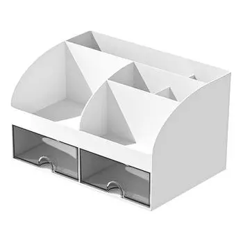 Настольный ящик для хранения Многофункциональный прозрачный ящик Настольный держатель для ручек, карандашей, карточек Белый белый
