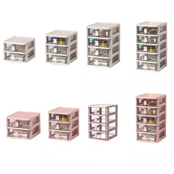 Настольный ящик для хранения, многоярусный, прозрачный, пластиковый, большой емкости, с ручкой-кроликом, небольшой органайзер для ящиков White, 2 Tier13.4x17x11cm