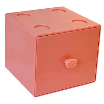Настольный ящик для хранения пластиковый штабелируемый квадратный настольный органайзер с ящиком для дома скрепки для офиса розовый