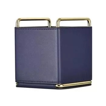 Настольный ящик для хранения, простой многофункциональный квадратный держатель для ручек из искусственной кожи в скандинавском стиле для дома светло-серый