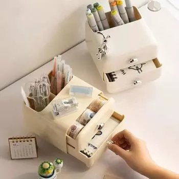 Настольный ящик для хранения ящиков большой емкости с несколькими отделениями пылезащитный современный столешница офисные принадлежности канцелярские принадлежности карандаш-органайзер контейнер зелёный