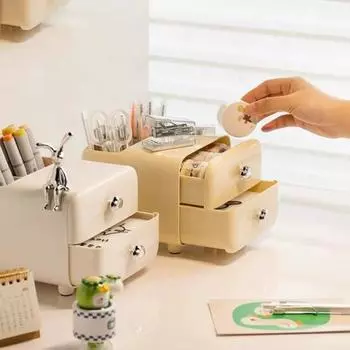 Настольный ящик для хранения ящиков большой емкости с несколькими отделениями пылезащитный современный столешница офисные принадлежности канцелярские принадлежности карандаш-органайзер контейнер зелёный