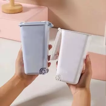 Настольный ящик для хранения с крышкой. Корзина для мусора. Ведро для хранения мелочей. Настольный мусорный бак.