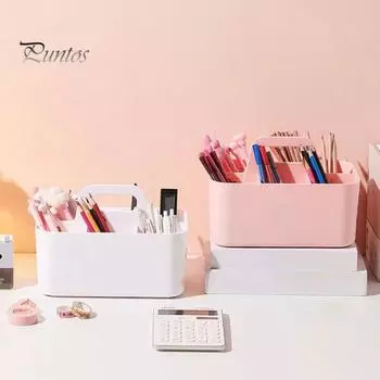 Настольный ящик для хранения с несколькими отделениями. Большой вместительный держатель для канцелярских ручек. Органайзер для макияжа. Многофункциональный пластиковый контейнер для душа. белый