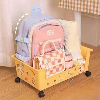 Настольный ящик для хранения с роликовым столиком под органайзером для книг, домашний органайзер для книг, стойка для хранения в общежитии small розовый