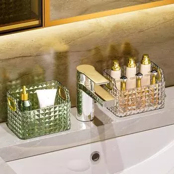 Настольный ящик для хранения с ручкой, акриловая стойка, новая коробка для косметики, ювелирные изделия S темно-зеленого