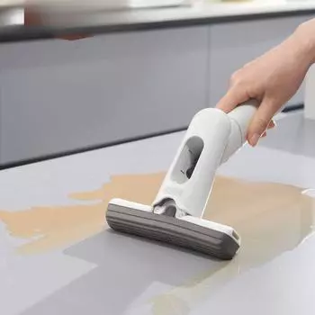 Настольный ручной мини-спрей, маленькая швабра для мытья рук, портативная кухонная многофункциональная впитывающая губка, чистящие средства 15.5*15.5*12 белый