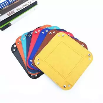 Настольный складной ящик для хранения из искусственной кожи, органайзер, лоток для дома оранжевый