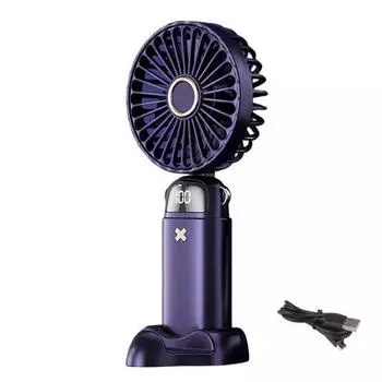 Настольный складной вентилятор. Высокоскоростные двигатели. Охлаждение. Длительное время ожидания. Практично с отверстием для подвешивания. Ручной вентилятор воздушного охлаждения. Поставка на открытом воздухе. синий
