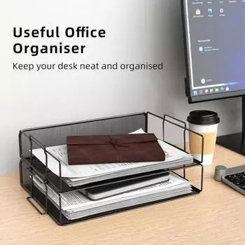 Настольный стеллаж для хранения файлов, складной сортировщик для бумаги, настольный стеллаж для файлов, 2 лотка