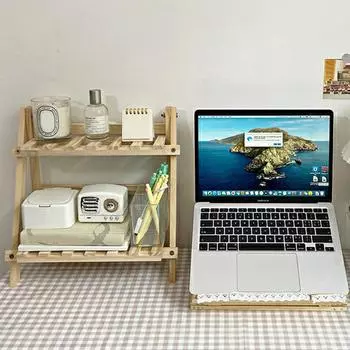 Настольный стеллаж для хранения вещей, деревянный, двухслойный, простой, складной, угловой, многофункциональный, прочный, органайзер, украшение для спальни