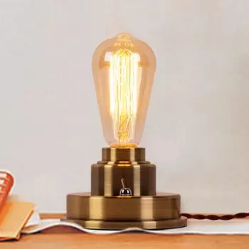 Настольный светильник Cerdeco Rustic and Cool Industrial Antique подчеркивает наличие голой лампочки на настольной лампе с бронзовым покрытием для внутреннего освещения