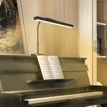 Настольный светильник для фортепиано, широкая подсветка, 3 типа цветов, дневной свет, 5 уровней затемнения, высокая яркость, угол цветопередачи Ra90, сенсорный таймер, адаптер питания, стол